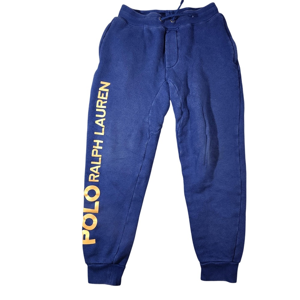 Polo Ralph Lauren Pants Boys 8 Blue Fleece Sweatpants Joggers Logo Elastic Waist